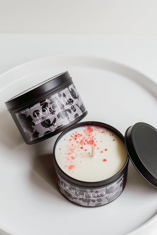 candela di soia realizzata a mano zucchero filato