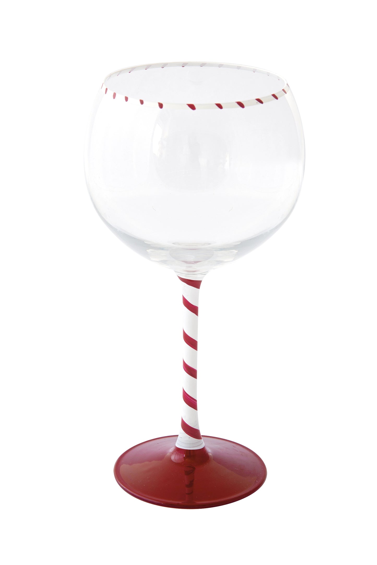 bicchiere vetro candy cane bianco rosso