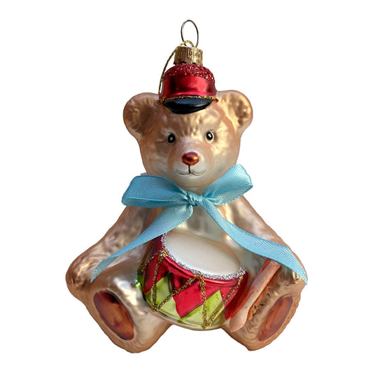 addobbo orsetto vetro tamburo fiocco azzurro