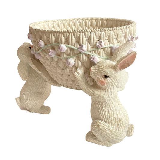 EDG - Vaso decorativo in resina, 3 coniglietti