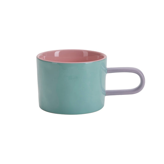 tazza azzurra interno rosa ceramica