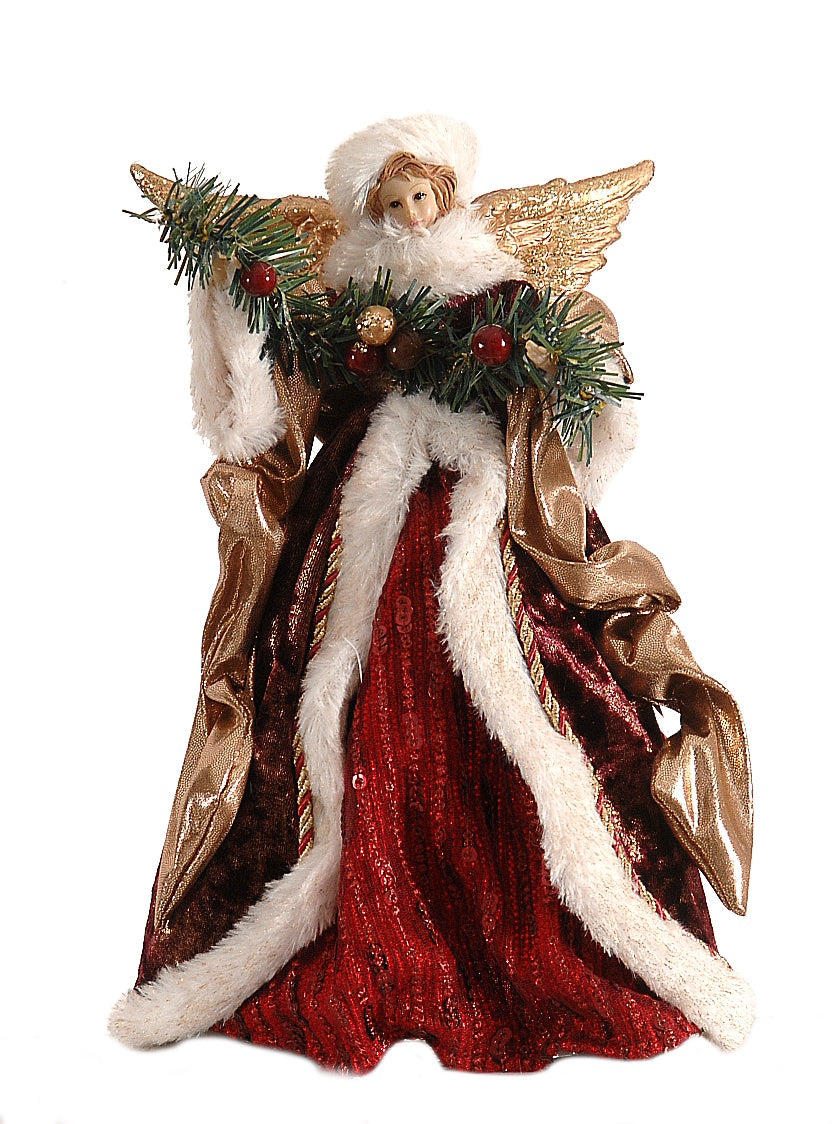 angelo puntale albero natale oro rosso