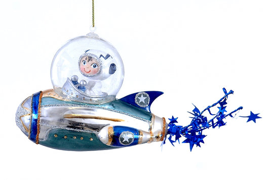 addobbo natalizio razzo spaziale blu