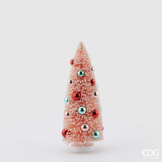 albero natalizio sisal rosa con palline