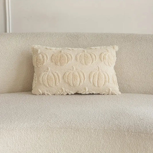cuscino rettangolare beige tessuto morbido con zucche