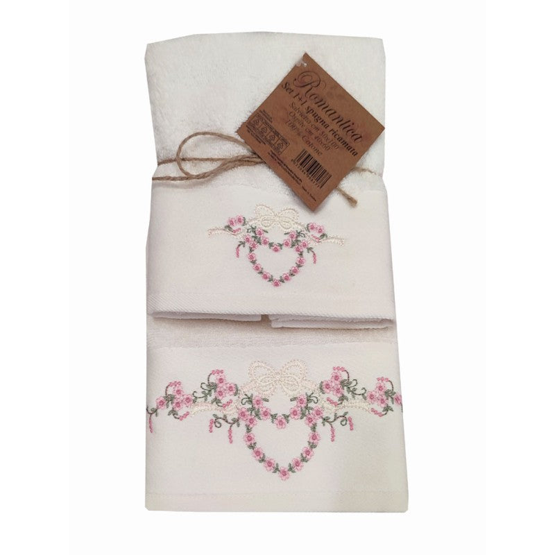 set asciugamani cotone cuore