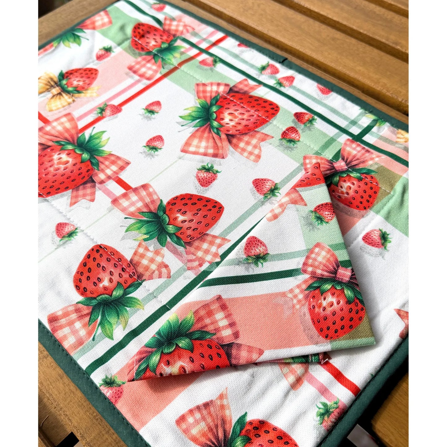 tovaglietta americana con tovagliolo cotone stampa fragole