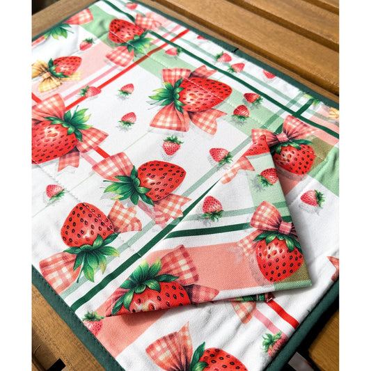 tovaglietta americana con tovagliolo cotone stampa fragole