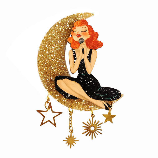 spilla vintage realizzata a mano illustrazione pin up Hollywood