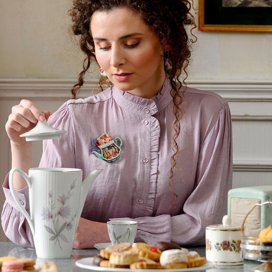 spilla teiera stile vintage retro