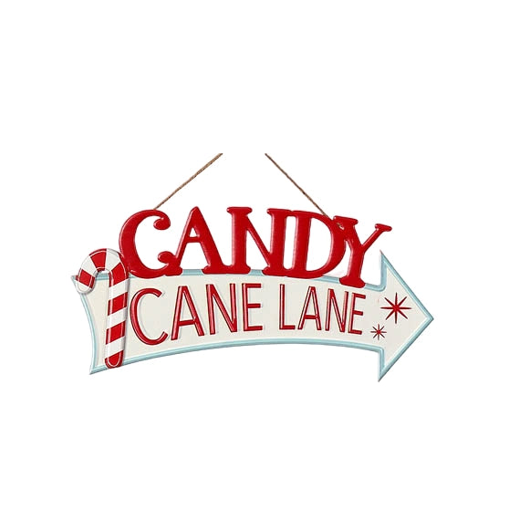 targhetta natalizia candy cane lane metallo