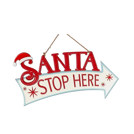 targhetta natalizia grande santa stop here