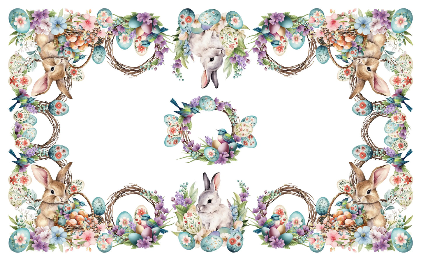 tovaglia 6 persone pasqua coniglietti e uova