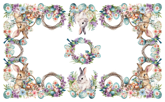 tovaglia 6 persone pasqua coniglietti e uova