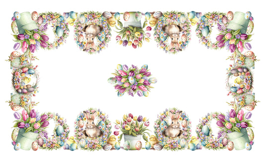 tovaglia coniglio e tulipani