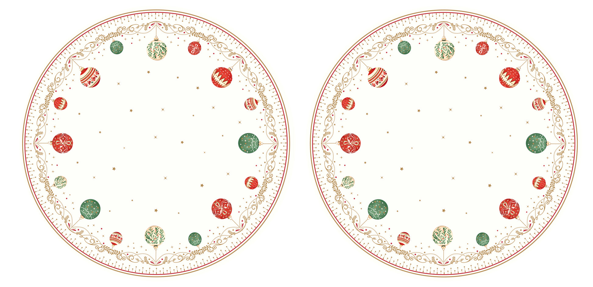 set 2 tovagliette tonde tavola natalizia
