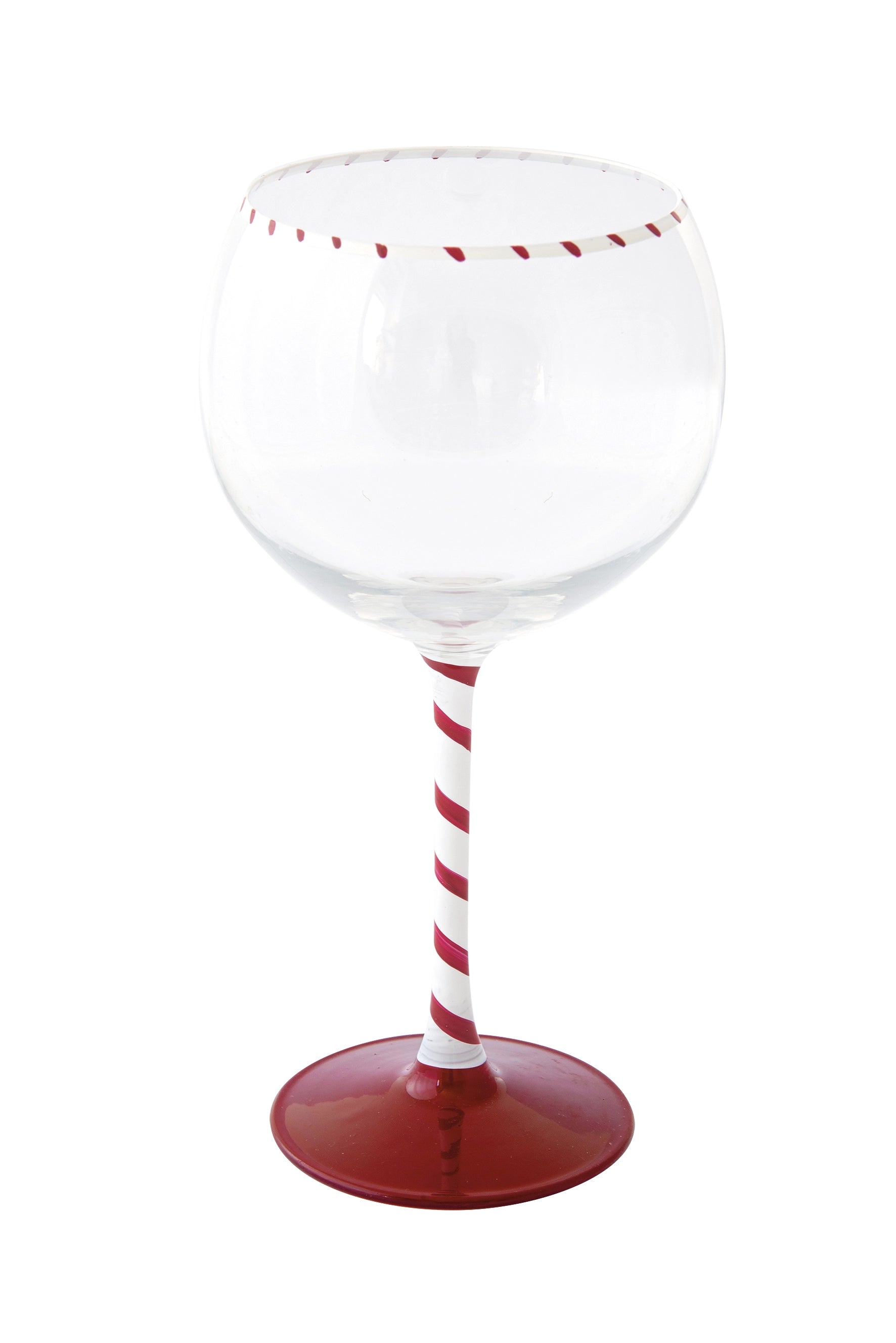 bicchiere vetro candy cane bianco rosso
