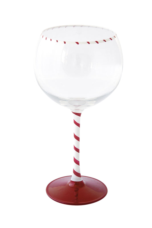 bicchiere vetro candy cane bianco rosso