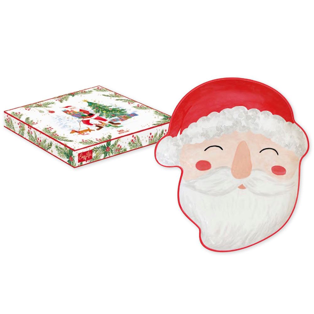 piatto portata natalizio viso babbo natale