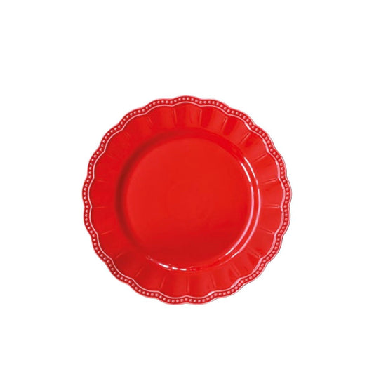 Easy life - tavola natalizia, piatto piano in ceramica rosso