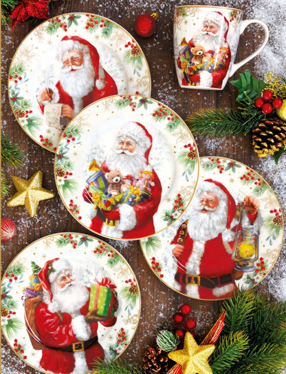 Easy life - set 4 piatti da dolce Babbo Natale