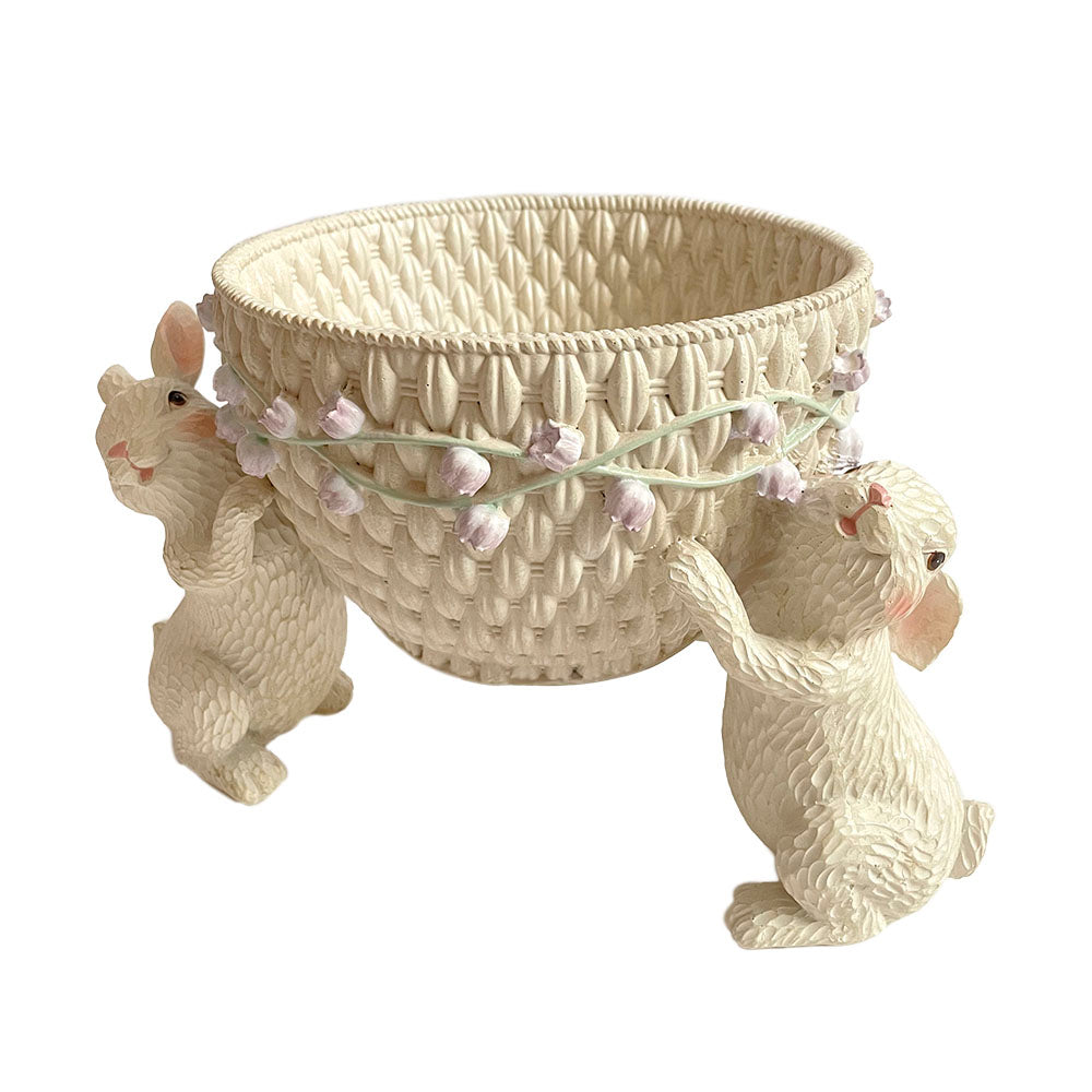 EDG - Vaso decorativo in resina, 3 coniglietti