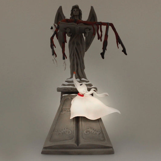Nightmare before christmas - Jack Skellington su statua Angelo con Zero