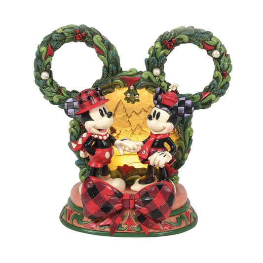 Disney Traditions - Topolino e Minnie Ghirlanda natalizia con luce