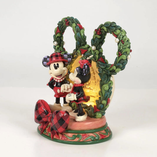 Disney Traditions - Topolino e Minnie Ghirlanda natalizia con luce