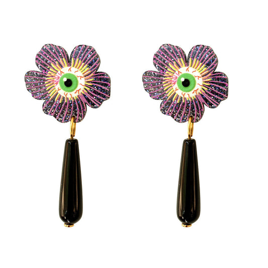 orecchini artigianali fiore viola