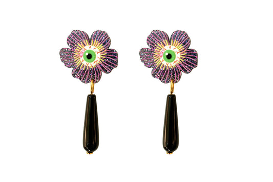 orecchini artigianali fiore viola