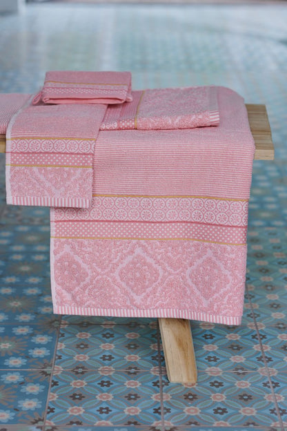 set asciugamani viso ospite idea regalo rosa