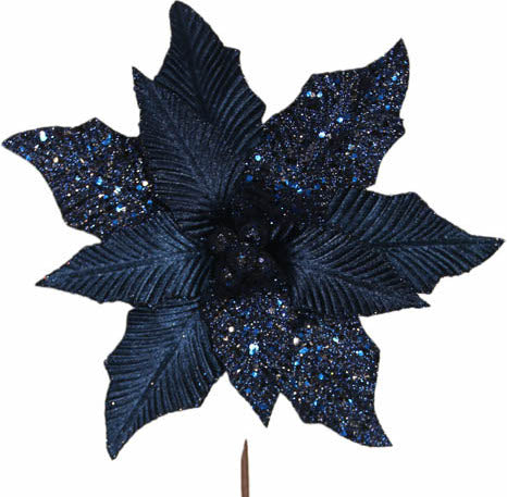 poinsettia elegante blu notte decorazione natalizia