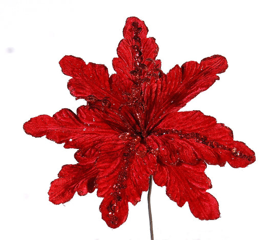 Poinsettia Rossa con Glitter - Decorazione Natalizia per Albero di Natale