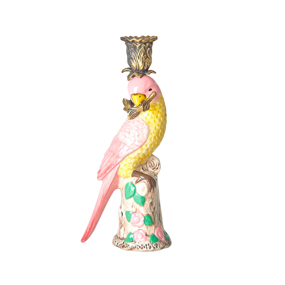 portacandela rice uccello rosa