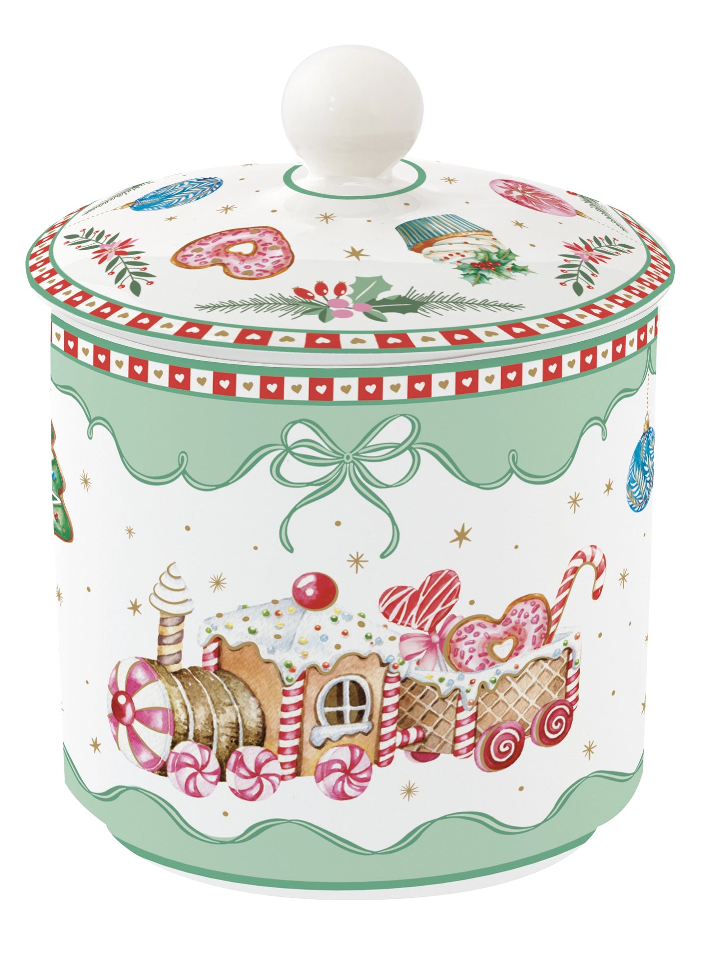 barattolo verde pastello tema natalizio