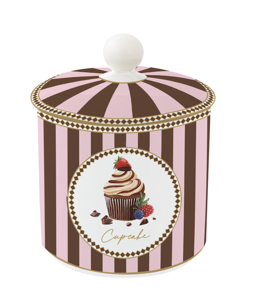 barattolo righe rosa marrone stile retrò cupcake