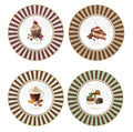 4 piatti da dolce a righe stile pasticceria retrò 