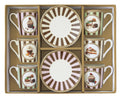 set regalo 6 tazzine caffè con piattino stile retrò