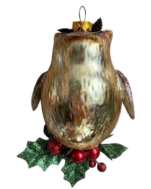 addobbo natalizio originale vetro gufo