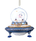 addobbo natalizio vintage babbo natale su navicella ufo blu