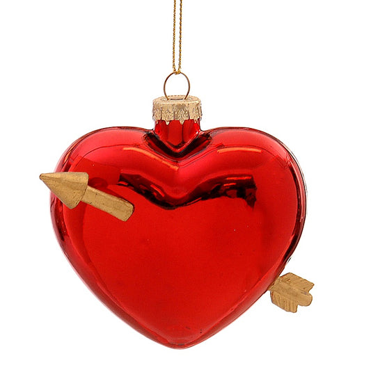 addobbo vetro cuore rosso con freccia