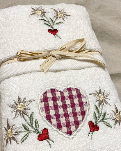 asciugamano morbido cotone panna con cuore