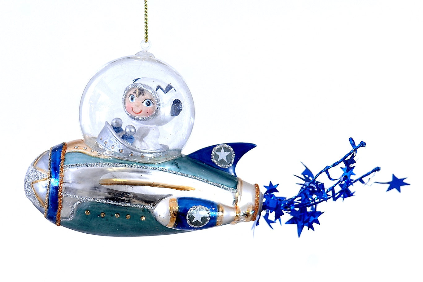 addobbo natalizio razzo spaziale blu