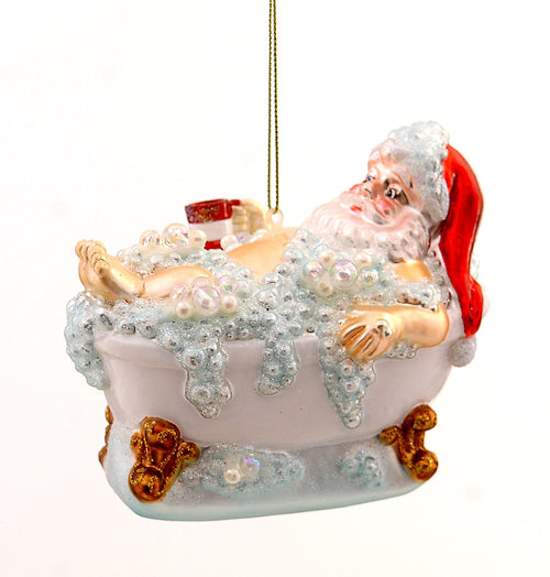 babbo natale vasca da bagno addobbo in vetro