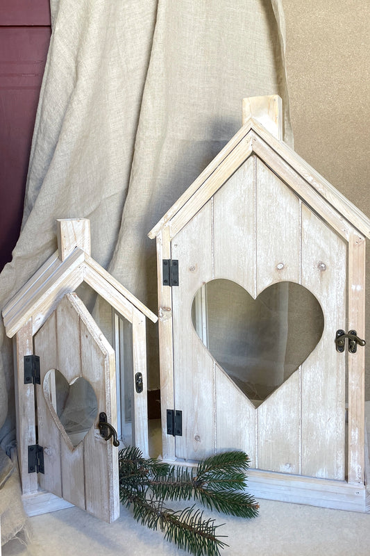 portacandele lanterna shabby legno cuore