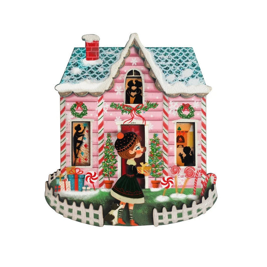 spilla casa natalizia colorata