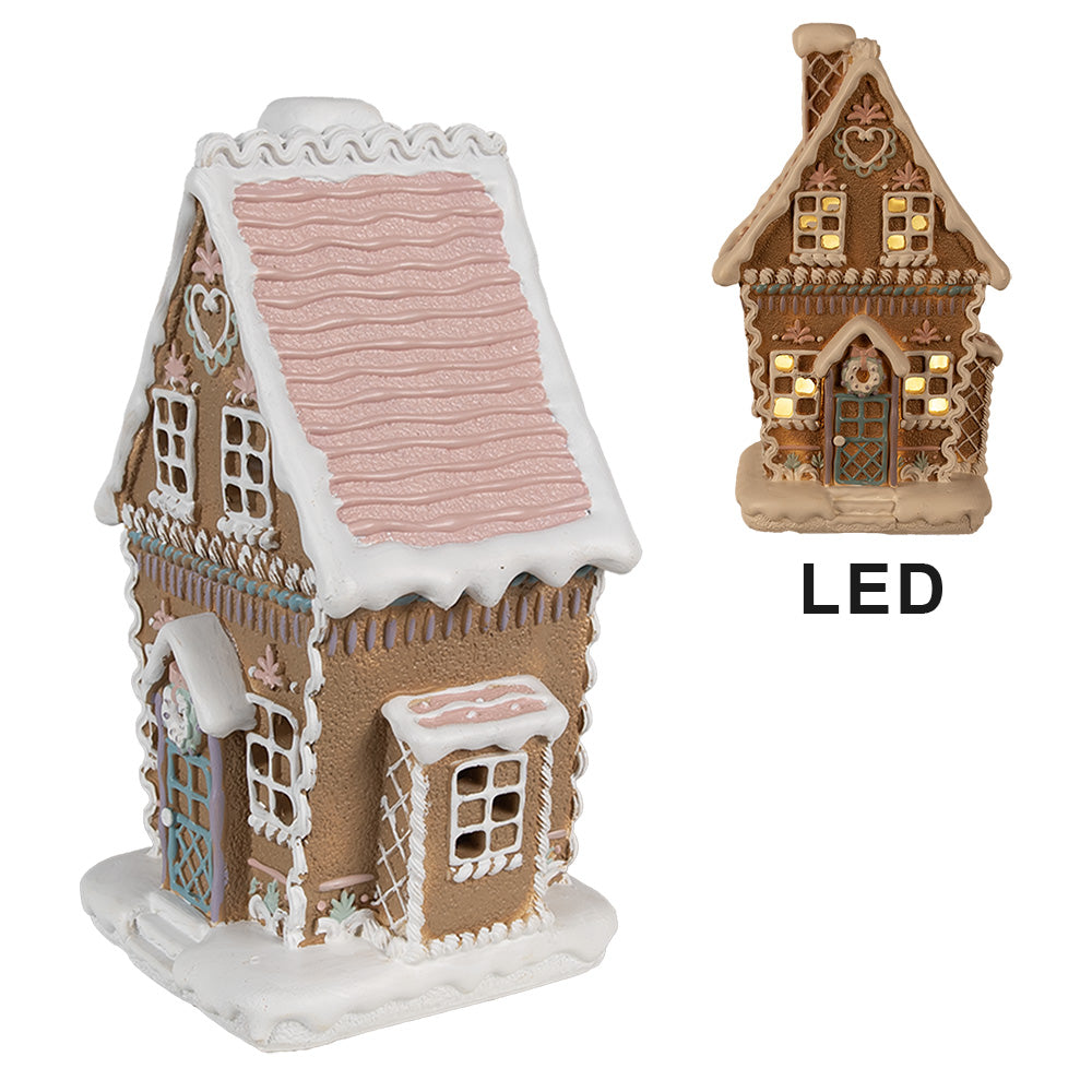Clayre & Eef - Casa Pan di Zenzero con Luci LED - Decorazione Natalizia