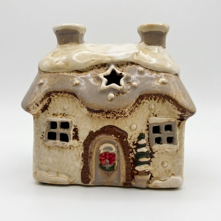 casetta natalizia panna porta tealight