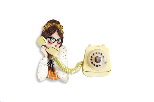 spilla anni 50 telefono giallo